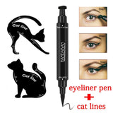 Dual End Black Liquid Eyeliner Pencil Pro Waterproof Long Lasting Makeup Eye Liner Pen+ Cat Line Eye Makeup Stencils #265322