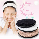 ELECOOL 1pc Superior Soft Fiber Dual-side Microfiber Suede Makeup Remover Puff Coffee/White/Black Color Lazy Makeup Remover Puff