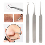 ELECOOL 3/1pcs Blackhead Extractor Tweezers Blackhead Blemish Remover Tool Point Bend Gib Head Comedone Acne Remove Nippers