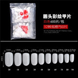 ELECOOL 600pcs/Bag Round head Nail Art Tips Transparent/Natural False Nails Art Tips Flat Shape Full Cover Manicure Fake Nail