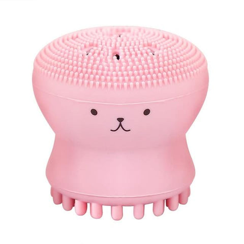 ELECOOL Facial Brush Cute Animal Octopus Silicone Cleaning Brush Deep Cleansing Facial Exfoliator Wash Brush Beauty Tool