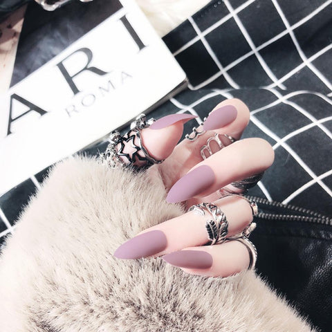 ELECOOL False Nails Matte 24pcs Long Tips for  10 Pure Color Chip Gel for Nails Extensions Nail Tips Faux Ongles Fake Nails BTZ1