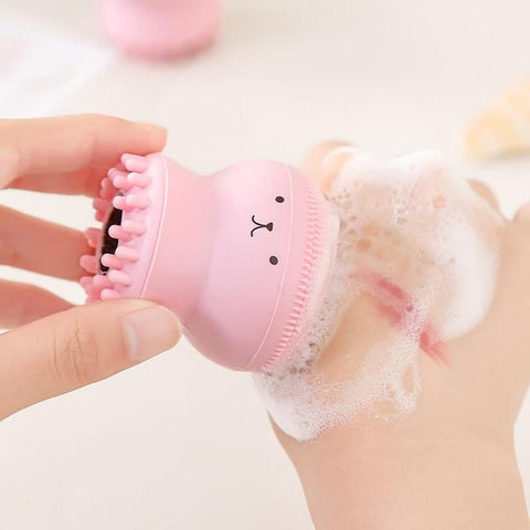 ELECOOL New Facial Brush Cute Animal Octopus Silicone Face Cleaner Brush Deep Cleansing Wash Brush Face Spa Skin Care Tools