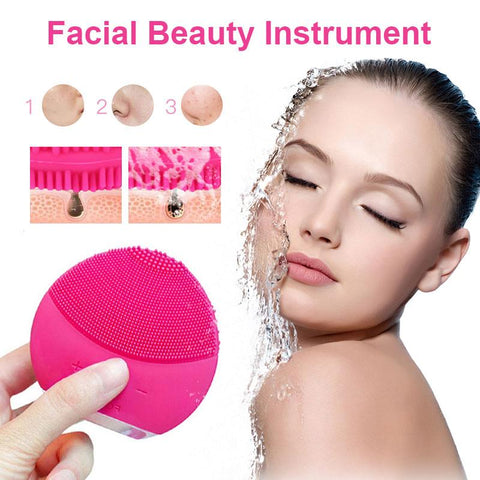 Electric Silicone Facial Cleansing Brush Sonic Vibration Massage USB Smart Ultrasonic Skin Face Deep Cleaner Washing Machine
