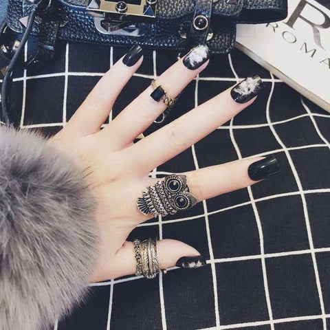 Elegant 24pcs/set Ink wind style Color jump design false nails Simple Middle-long size lady full nail tips Patch art tool bride