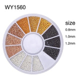 Elessical Nail Art Tiny Steel Caviar Beads Mix Size 3D Design Manicure Jewelry Rose Gold Silver Black DIY Decoration Wheel