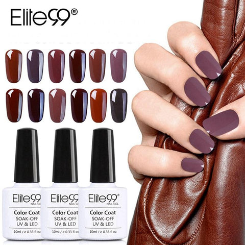 Elite99 10ml Coffee Brown Color Gel Nail Polish Soak Off UV Elegant Chocolate Brown Nail Art Manicure Gel Varnish Lacquer