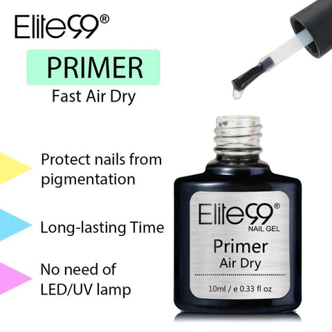 Elite99 10ml Long Lasting Fast Air Dry Primer UV LED Gel Base Primer No Need Of UV/LED Lamp Soak Off Gel Nail Polish Art Design