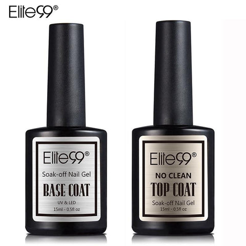 Elite99 15ml Best Quality Long lasting Base Coat + NO Wiping Top Coat For Nail Gel Polish Nails Primer Foundation Gel Varnish