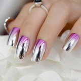 Extra Long STILETTO False Nails Pre-designed Curved Pink Marble Press On Nails including glue sticker