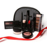 FOCALLURE 8 PCS Makup Tool Kit Including Eyeshadow Lipstick Blush Face powder Eyeliner Set With Makeup Bag