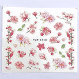 FWC 1 PC Pink Petals / Flowers / Green Leaves Water Transfer Sticker Nail Art Decals DIY Fashion Wraps Tips Manicure Tools