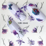 FWC 1 PC Pink Petals / Flowers / Green Leaves Water Transfer Sticker Nail Art Decals DIY Fashion Wraps Tips Manicure Tools