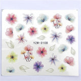 FWC 1 PC Pink Petals / Flowers / Green Leaves Water Transfer Sticker Nail Art Decals DIY Fashion Wraps Tips Manicure Tools