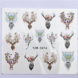 FWC 1 Sheet Nail Sticker Flower Decal Animal Flamingo Deer Butterfly Nail Art Water Transfer Slider Foils Decoration