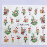 FWC 1 Sheet Nail Sticker Flower Decal Animal Flamingo Deer Butterfly Nail Art Water Transfer Slider Foils Decoration