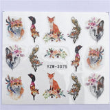 FWC 1 Sheet Nail Sticker Flower Decal Animal Flamingo Deer Butterfly Nail Art Water Transfer Slider Foils Decoration