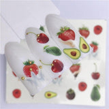 FWC 1 Sheet Summer Fruit Strawberry Cherry Cake Ice Cream Apple Nail Art Water Transfer Sticker Decor Slider Decal Manicure