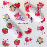 FWC 1 Sheet Vivid Flamingo Unicorn Flower Water Decal Red Purple Pink Black Manicure Nail Art Transfer Sticker