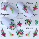 FWC 1 Sheet Vivid Flamingo Unicorn Flower Water Decal Red Purple Pink Black Manicure Nail Art Transfer Sticker