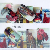 FWC 1 Sheet Vivid Flamingo Unicorn Flower Water Decal Red Purple Pink Black Manicure Nail Art Transfer Sticker