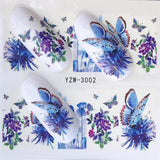 FWC 1 Sheets Nail Sticker Butterfly Summer Colorful Water Transfer  Nail Decorations UV Gel Polish DIY Decals