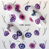 FWC Nail Stickers on Nails Blooming Flower Stickers for Nails Lavender Nail Art Water Transfer Stickers Decals