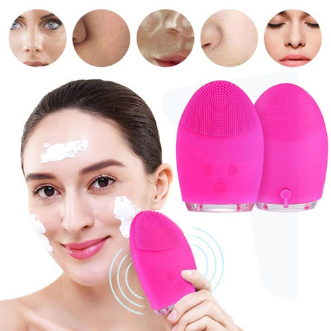 Facial Cleansing Brush Sonic Vibration Mini Face Cleaner Electric Silicone Deep Pore Cleaning Electric Brush