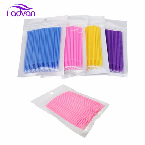 Fadvan 100pc/lot Micro Brushes  Eye Lash Glue Brushes Eyelashes Extension Lint Free Disposable Applicators Sticks Makeup Tools