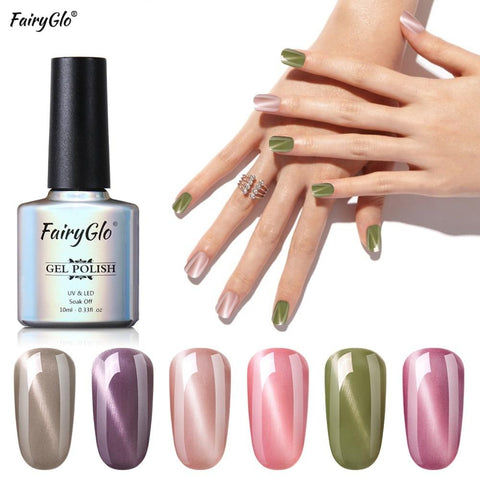 FairyGlo 10ML Nail Gel Varnish UV LED Cat Eye Gel Nail Polish Magnet Hybrid Varnish Lucky Lacquer Gel Stamping Primer Base Top