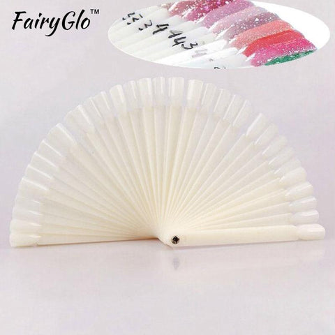 FairyGlo 50pcs/lot Stencils for Nails Nail Practise False Finger Nail Art Display Practice Tips Sticks Tool Sticks Polish Gel