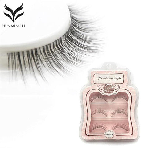 False Eyelashes 3 Pairs Pure Handmade Natural Transparent Terrier Fake Eyelashes Short Paragraph Bare Makeup Eyelashes Faux Cils