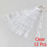 False Nail Tips fan Nature Clear Black 12/24/32/50 pcs/set Finger Full Card Nail Art Display Practice Polish all for Manicure