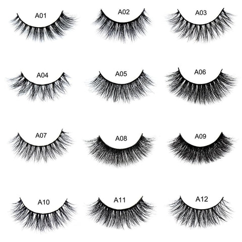 False eyelash 3D Mink Eyelashes Cruelty Free Natural Extension Long Cross Thick Mink Lashes Handmade Eye Lashes 34 style A01-A22