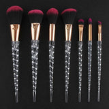 Fashion 7pcs Unicorn Brushes Set Crystal Spiral Handle Foundation Blending Power Makeup Brushes Set Cosmetic Beauty  pinceaux