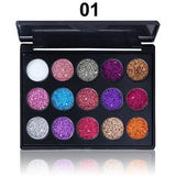 Female Natural Waterproof Glitter Eyeshadow Palette Shining Metals Powder Shimmer Eye Shadow Pigments Kits Diamond 15 Colors