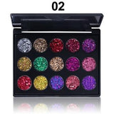 Female Natural Waterproof Glitter Eyeshadow Palette Shining Metals Powder Shimmer Eye Shadow Pigments Kits Diamond 15 Colors