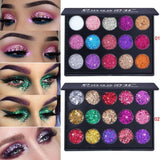 Female Natural Waterproof Glitter Eyeshadow Palette Shining Metals Powder Shimmer Eye Shadow Pigments Kits Diamond 15 Colors