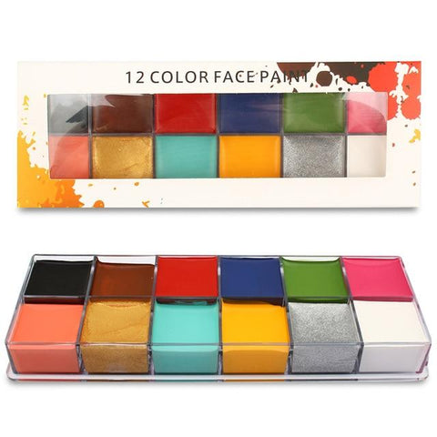 Flash Tattoo Face Palette Body Paint Make Up Oil Painting Art Halloween Party Fancy Waterproof Beauty Makeup Brush Eyeshadow Kit