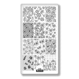 Flower Leaf Theme Rectangle Nail Art Stamp Template Image Plate Lace Grid Dot Pattern Nail Stamping Plate with White Pad C49