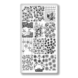 Flower Leaf Theme Rectangle Nail Art Stamp Template Image Plate Lace Grid Dot Pattern Nail Stamping Plate with White Pad C49