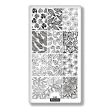 Flower Leaf Theme Rectangle Nail Art Stamp Template Image Plate Lace Grid Dot Pattern Nail Stamping Plate with White Pad C49