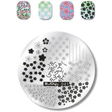 Flower Pattern Round Nail Art Stencil Moon Star Sky Image Nail Stamping Plates Manicure Template Stamp Tools