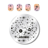 Flower Pattern Round Nail Art Stencil Moon Star Sky Image Nail Stamping Plates Manicure Template Stamp Tools