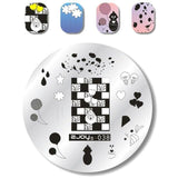 Flower Pattern Round Nail Art Stencil Moon Star Sky Image Nail Stamping Plates Manicure Template Stamp Tools