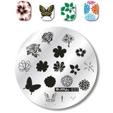 Flower Pattern Round Nail Art Stencil Moon Star Sky Image Nail Stamping Plates Manicure Template Stamp Tools