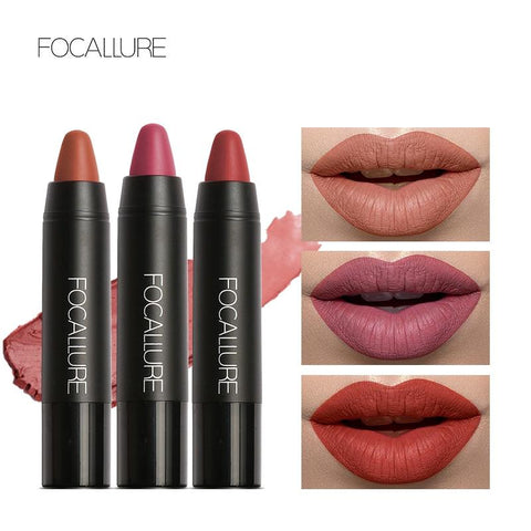 Focallure Lip Stick Matte/Metallic Moisturizer Lipsticks Easy to Wear Waterproof Long-lasting Cosmetic Nude Lips Makeup Tool