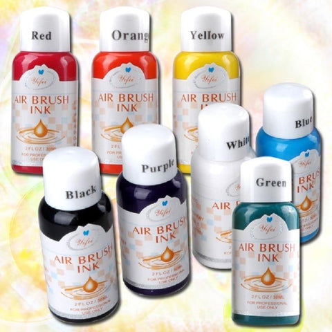 Free Shipping - 8 Colours Each 30ml Airbrush Painting Design Nail Art Airbrush Paint Ink