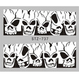 Full Beauty 1 Sheet Halloween Nail Art Sticker Sexy Skull Bone Water Transfer Decals Nails Foil Manicure Decoration CHSTZ731-755