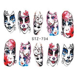 Full Beauty 1 Sheet Halloween Nail Art Sticker Sexy Skull Bone Water Transfer Decals Nails Foil Manicure Decoration CHSTZ731-755